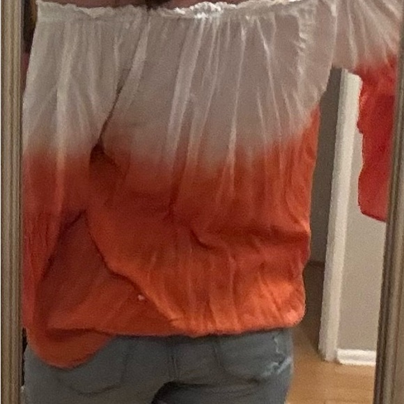 Orange/ White Ombre Off-Shoulder Top - Picture 3 of 5